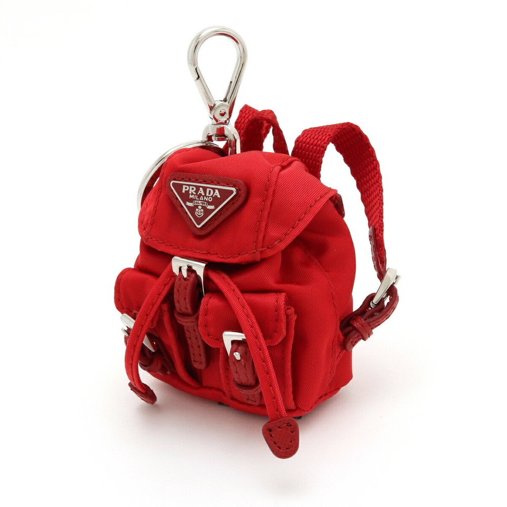 Prada Bag Nylon Key Red Backpack Ring Charm